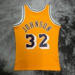 NBA 32 Magic Johnson Lakers 1984-85 M&N Maillot Retro jaune imprimé